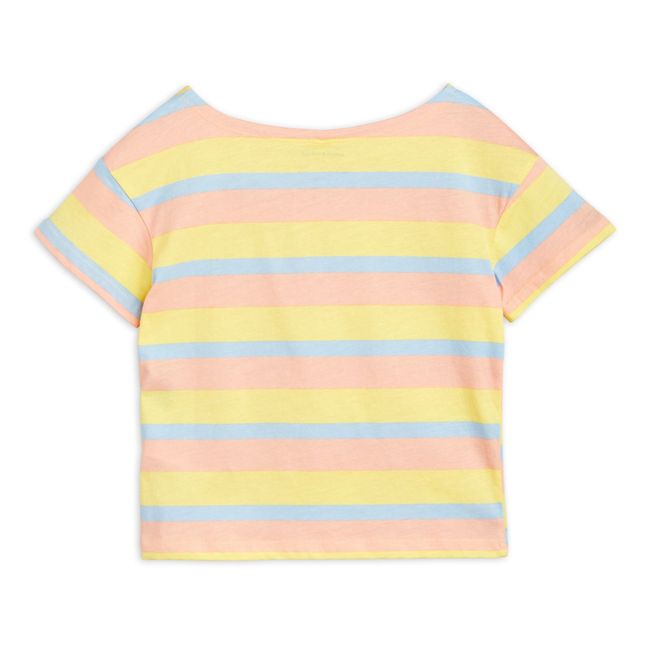 Camiseta a rayas de algodón orgánico Pastel | Rosa