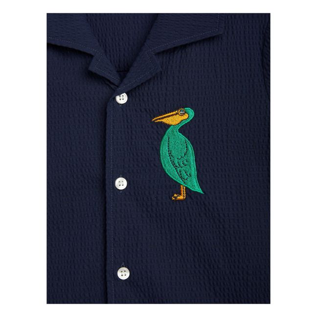Pelican Woven Organic Cotton Shirt | Navy blue