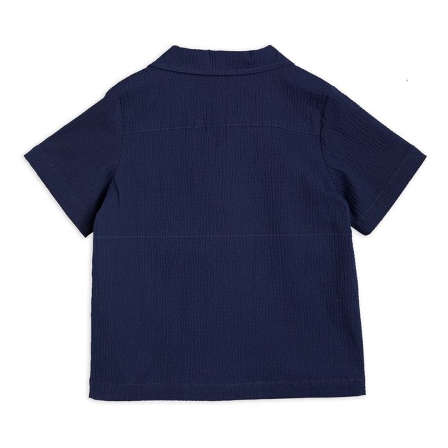 Camisa de algodón orgánico tejido Pelícano | Azul Marino