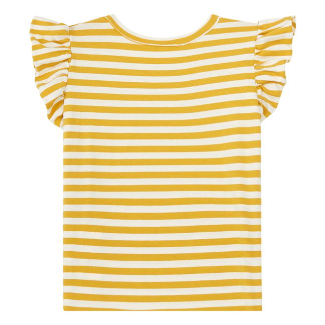 T-Shirt Rayé à Volants | Jaune