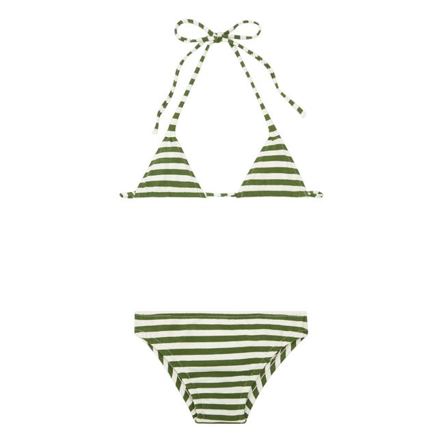 Bikini a rayas de punto jersey | Verde