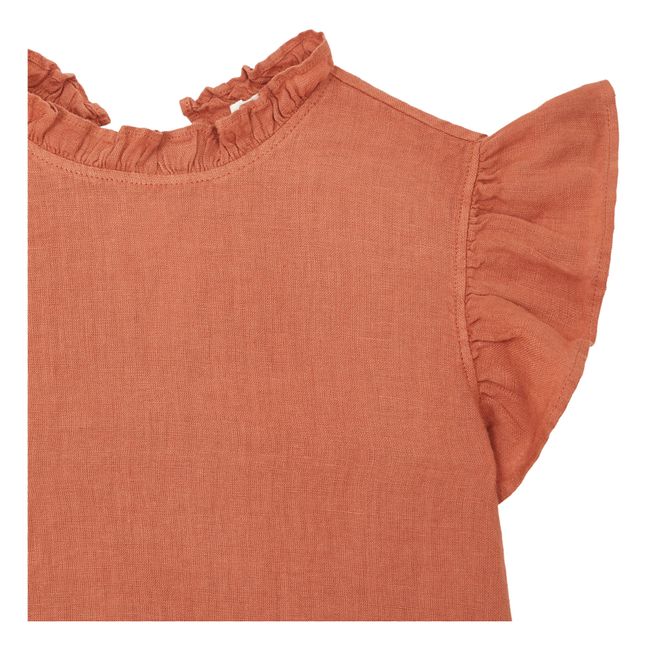 Robe Lin à Volants | Rouille
