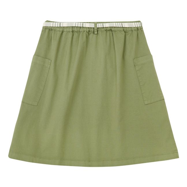 Falda midi con bolsillos | Verde Kaki