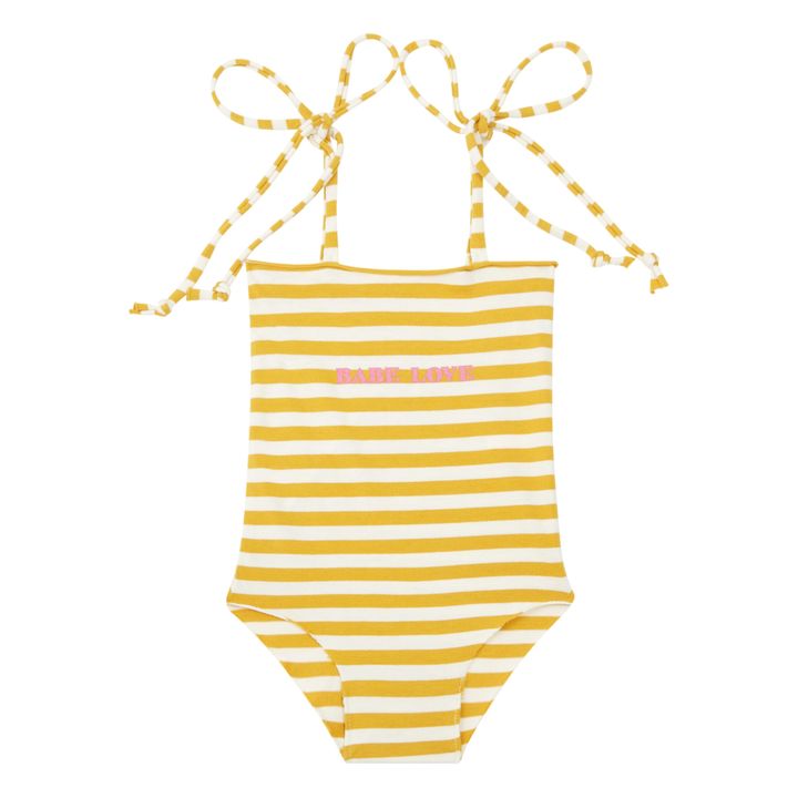 Striped 1-piece Jersey Bikini | Yellow- Product image n°0