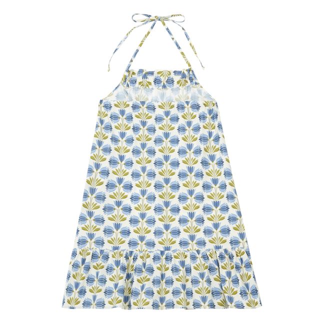 Vestido con tirantes de flores | Azul