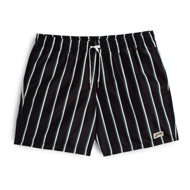 Recycled Striped Swim Shorts | Dark green