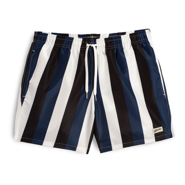 Short de Bain Rayures Recyclé | Bleu noir