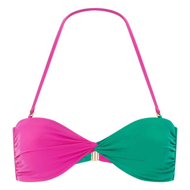 Bañador Bandeau Bicolor | Rosa Fushia