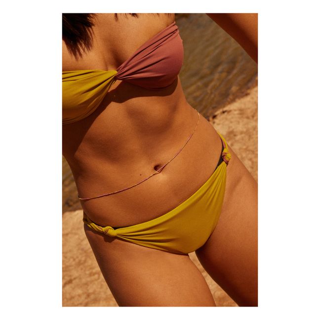 Bikinihose Bandeau geknotet Zweifarbig beidseitig tragbar | Pistaziengrün