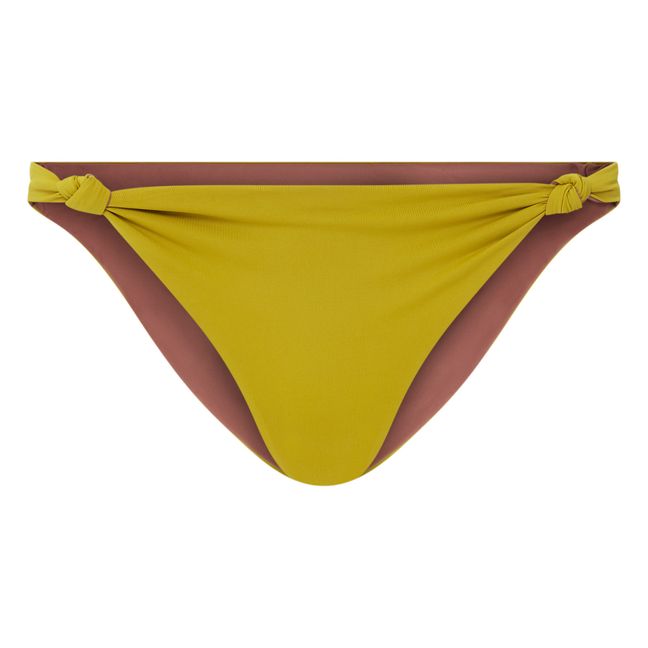Slip bikini bicolore reversibile da annodare | Verde pistacchio