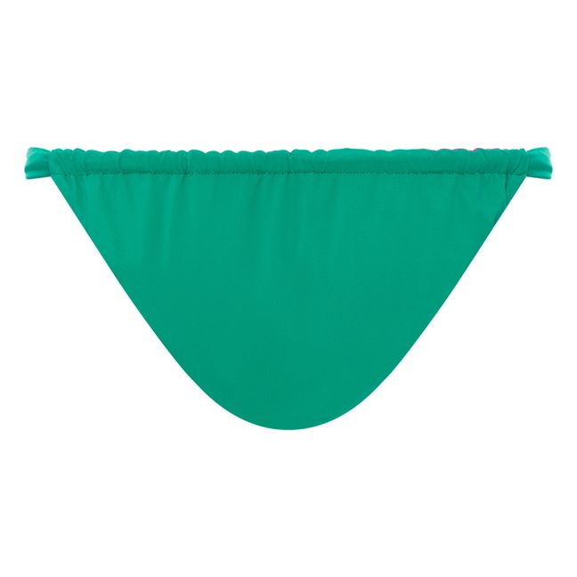 Geraffte Bikinihose beidseitig tragbar | Smaragdgrün
