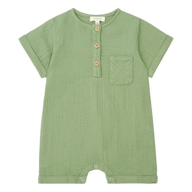 Marlot x Smallable Exclusive - Pepito Cotton Gauze Playsuit | Salvia