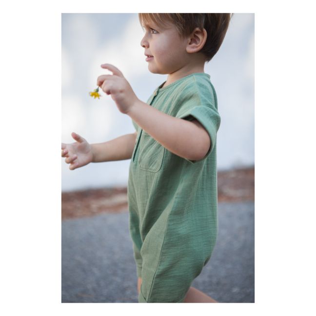Marlot x Smallable Exclusive - Pepito Cotton Gauze Playsuit | Salvia