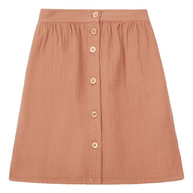 Pepita Cotton Gauze Midi Skirt | Rosa Viejo