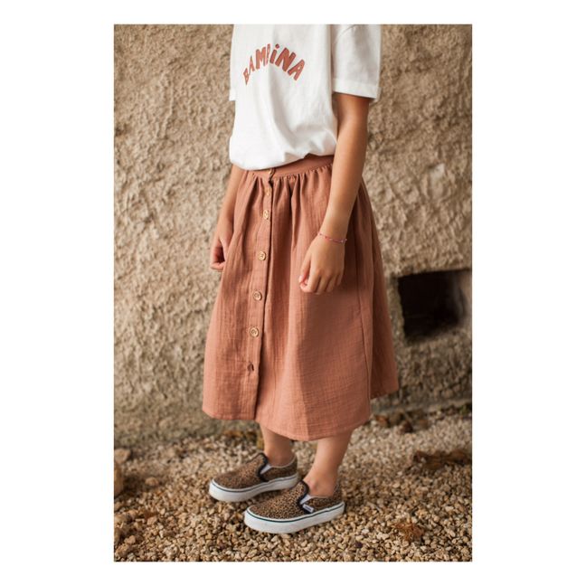 Pepita Cotton Gauze Midi Skirt | Dusty Pink