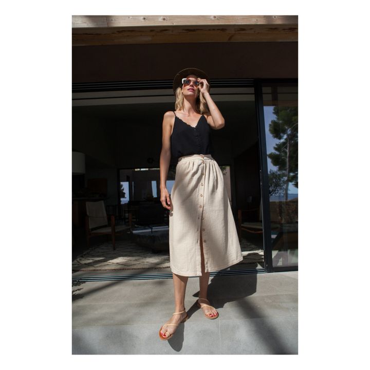 Minette Cotton Gauze Midi Skirt - Women’s Collection | Ecru- Immagine del prodotto n°1