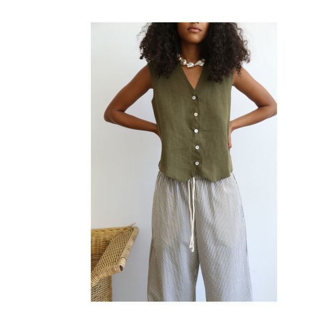 Linen Vest | Verde Kaki