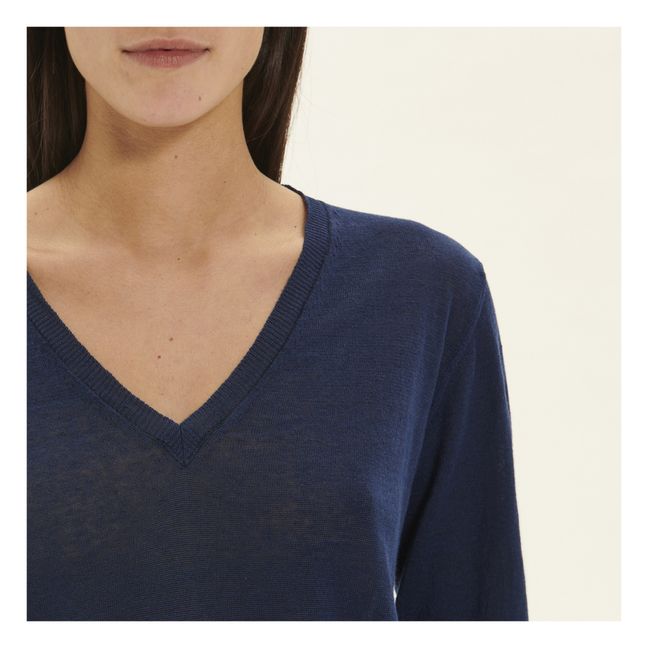 Mirka Linen Sweater | Blu marino