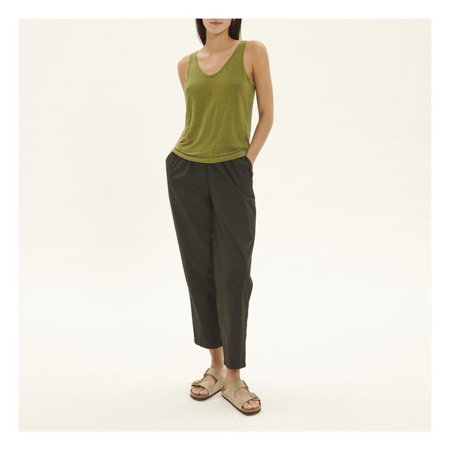 Topimi Linen Tank Top | Verde Kaki