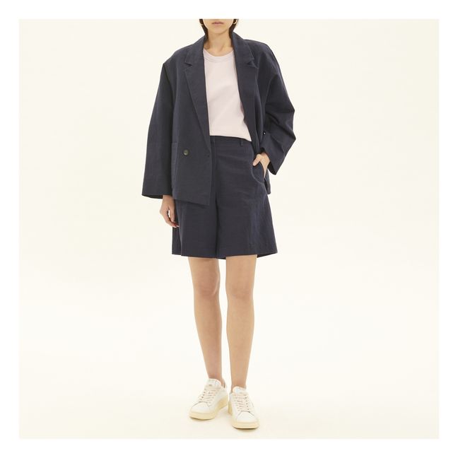 Cotton and Linen Bermuda Shorts | Blu marino