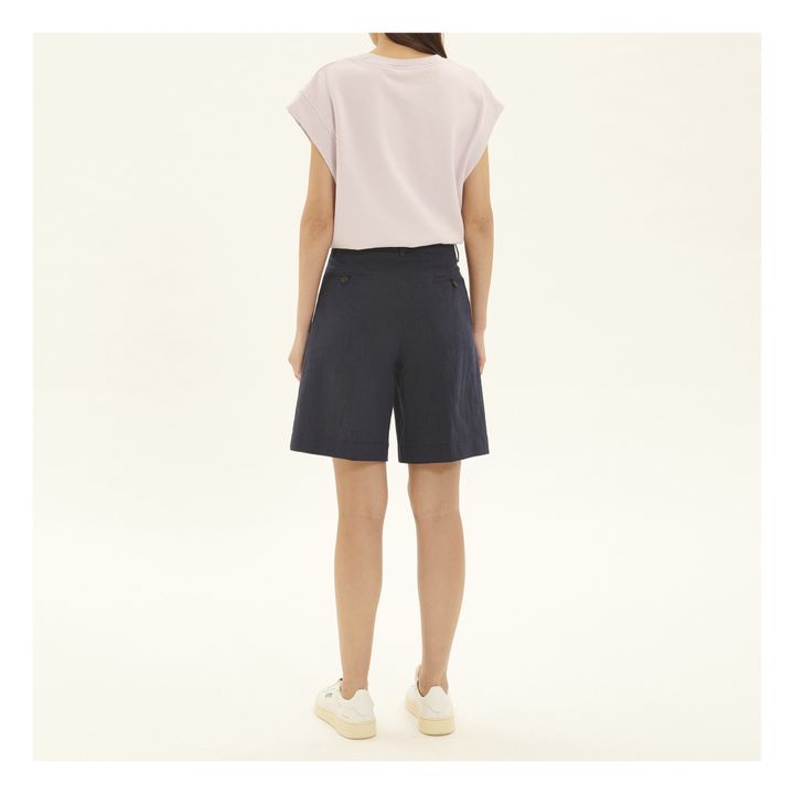 Cotton and Linen Bermuda Shorts | Navy- Produktbild Nr. 2