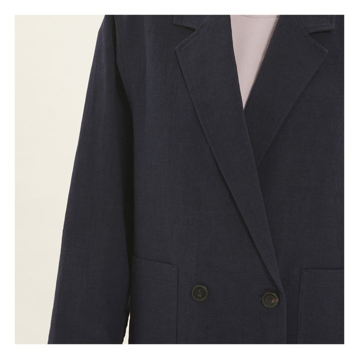 Cotton and Linen Jacket with 2 Buttons | Azul Marino- Imagen del producto n°3