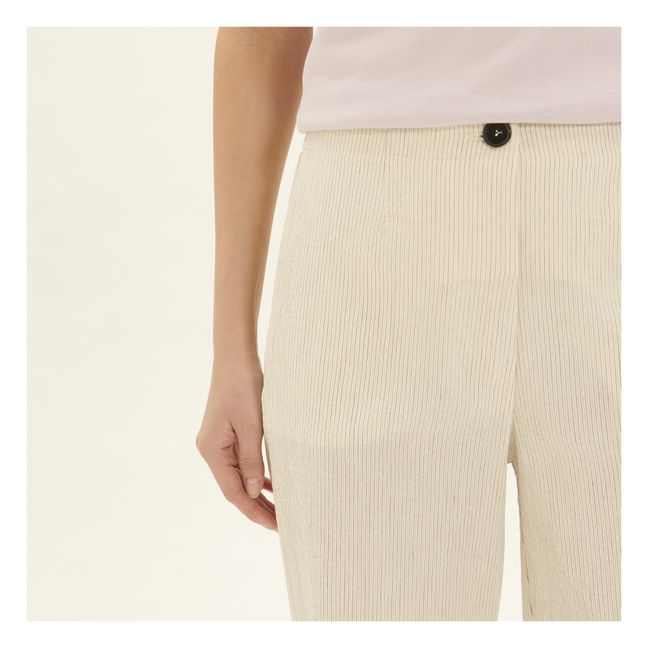 Striped Straight Leg Pants | Weiß