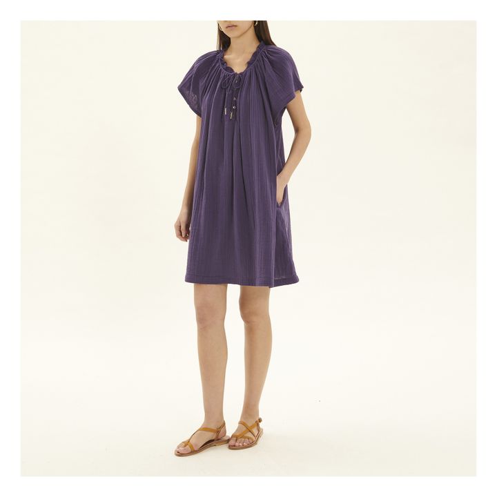 Doria Cotton Gauze Dress | Viola- Immagine del prodotto n°1