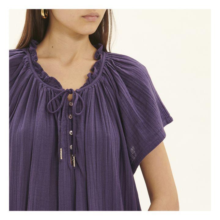 Doria Cotton Gauze Dress | Viola- Immagine del prodotto n°2
