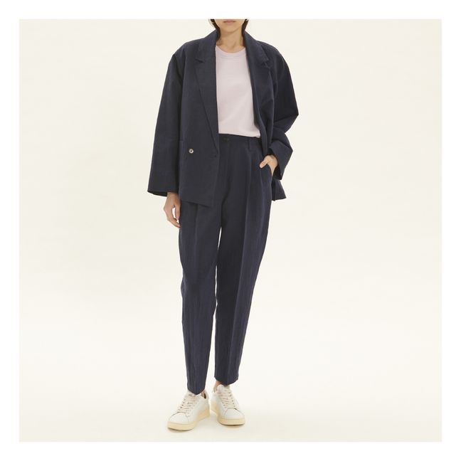 Pantalones de algodón y lino Carotte | Azul Marino