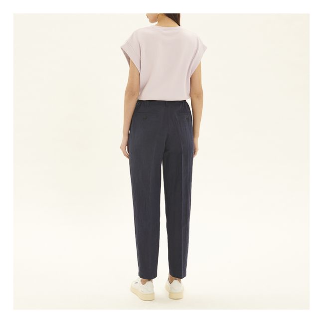 Pantalon Carotte Coton et Lin | Bleu marine