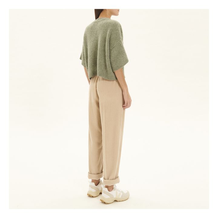 East Alpaca Short Sleeved Sweater | Verde Gris- Imagen del producto n°2