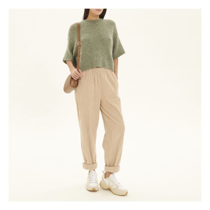 East Alpaca Short Sleeved Sweater | Verde Gris- Imagen del producto n°1
