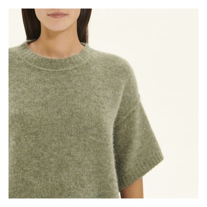 East Alpaca Short Sleeved Sweater | Verde Gris- Imagen del producto n°3