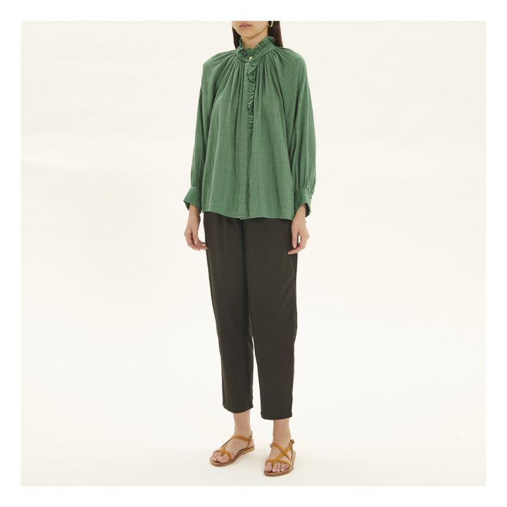 Bluse Evora Krepp Bubble | Grün- Produktbild Nr. 1