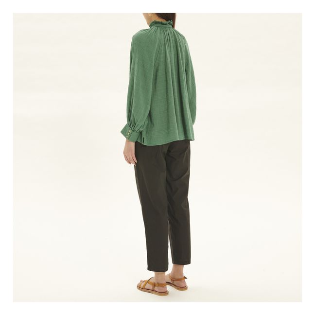 Evora Bubble Crepe Blouse | Verde