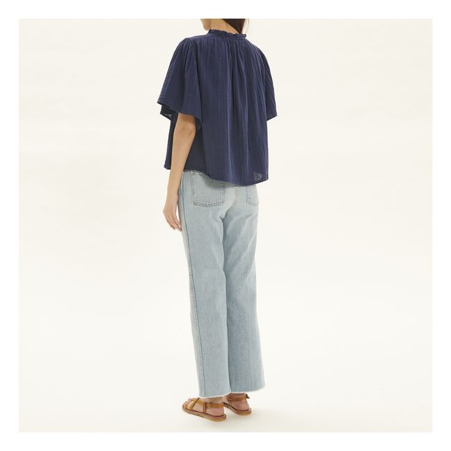 Seville Cotton Gauze Blouse | Azul