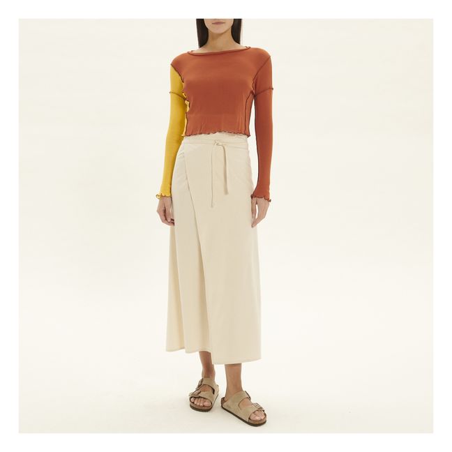 Venn Wild Silk Wallet Skirt | Ecru