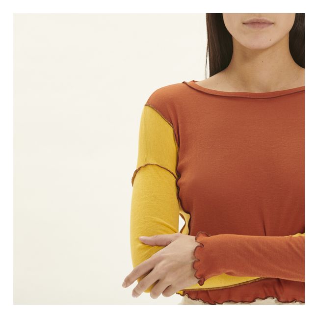 Organic Cotton Gauze Sun Layer T-Shirt | Orange Rouille