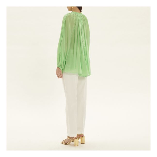 Bohemian Silk and Cotton Voile Blouse | Green