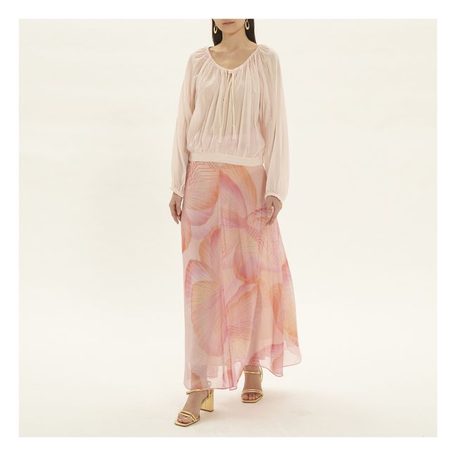 Blouse Bohémienne Nouée Voile de Soie et Coton | Rose poudré