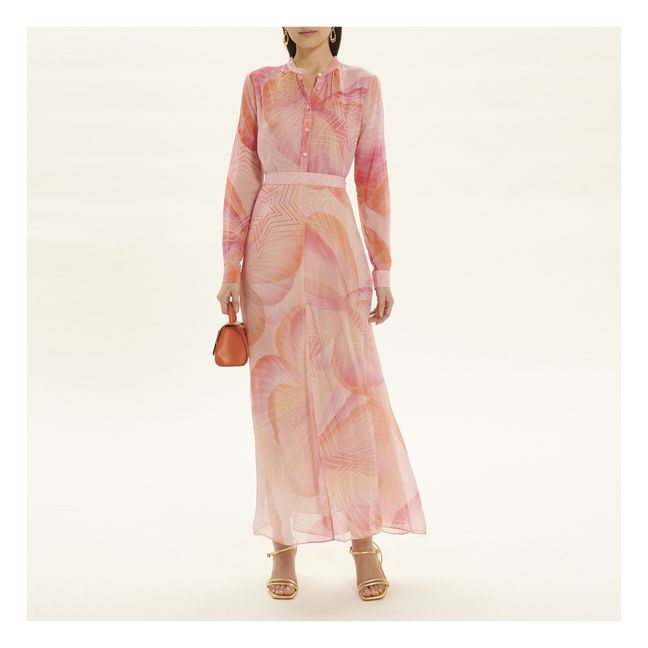 Chemise "Dream" Imprimée Voile de Soie et Coton | Rose