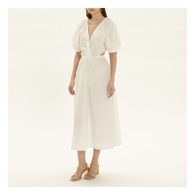 Robe Cut Out Brodée Popeline de Coton | Blanc