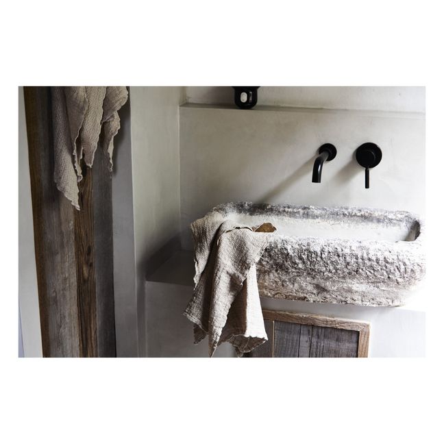Asciugamano da bagno, in lino goffrato | Marrone scuro