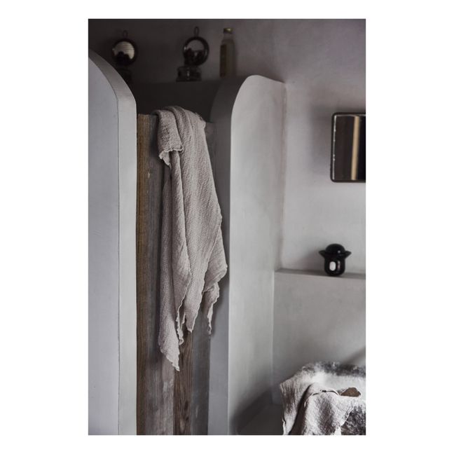 Drap de bain en lin gauffré | Brun