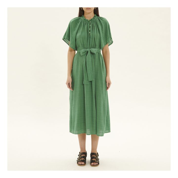 Diane Bubble Crepe Dress | Verde- Immagine del prodotto n°1