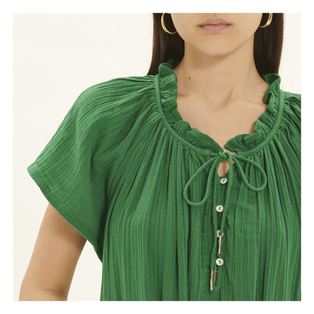 Doria Cotton Gauze Dress | Grün