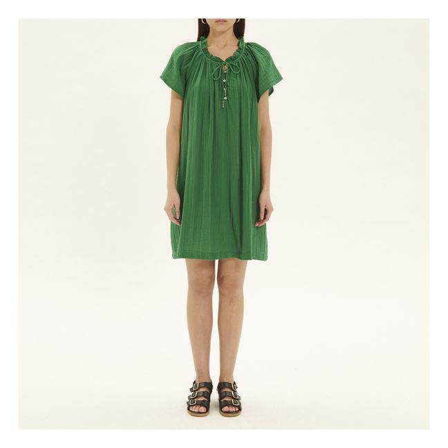 Doria Cotton Gauze Dress | Verde