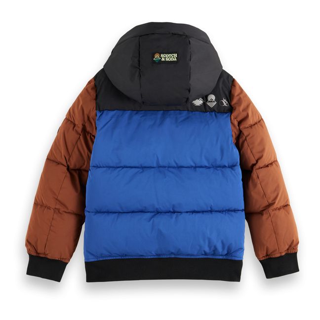 Hooded Colourblock Puffer Jacket | Blu reale