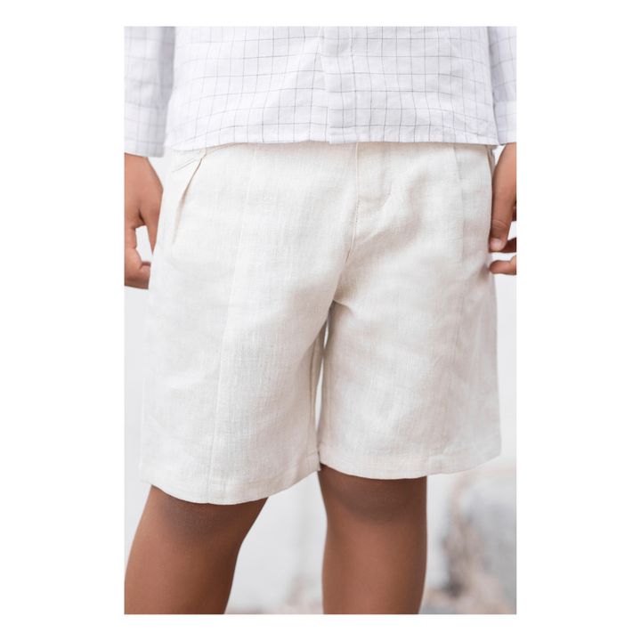 Pantalón corto de lino | Beige- Imagen del producto n°4